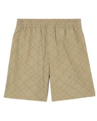 Burberry - Check Embroidered Cotton Shorts - Lyst