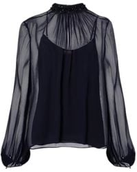 Max Mara - Embellished Sheer Blouse - Lyst