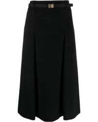 Saint Laurent - Wool-Blend A-Line Midi Skirt - Lyst