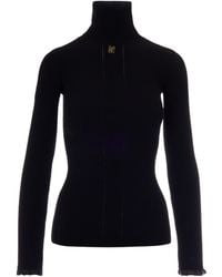Elisabetta Franchi - Logo Plaque High-Neck Jumper - Lyst