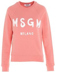 MSGM - Logo Printed Hoodie - Lyst