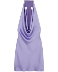 Norma Kamali - Draped Satin Halterneck Mini Dress - Lyst