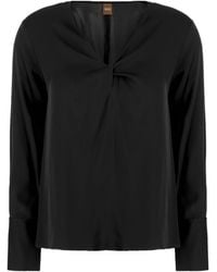 BOSS - Boss V-Neck Blouse - Lyst