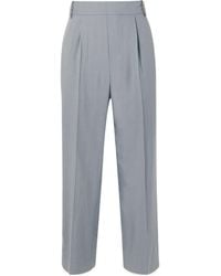 Vince - Cropped Pleated Twill Straight-Leg Pants - Lyst