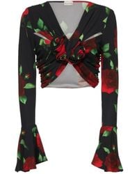 Magda Butrym - Printed Jersey Long Sleeve Top W/Flowers - Lyst