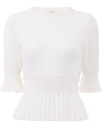 Chloé - Chloé Cropped Ruffled Knit Jumper - Lyst