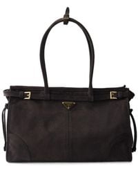 Prada - Large Bonnie Suede Tote Bag - Lyst