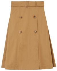 Burberry - Belted-Waist Double Breasted Flared Skirt - Lyst