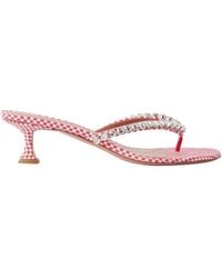 AMINA MUADDI - Gigi 45 Checked Crystal-Embellished Leather Thong Sandals - Lyst