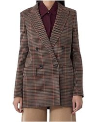 Max Mara - Check Double-Breasted Blazer - Lyst