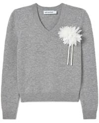 Self-Portrait - Floral Appliqué Knitted Jumper - Lyst