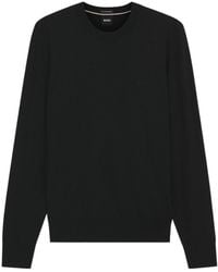BOSS - Solid Crew Neck Knit Sweater - Lyst