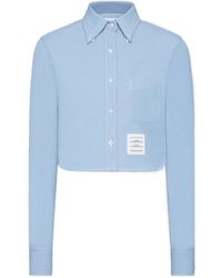 Thom Browne - Denim Classic Cropped Long Sleeved Shirt - Lyst