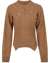 Dondup - Cable-Knit Pointelle-Trim Sweater - Lyst