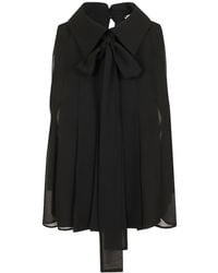 Elisabetta Franchi - Pleated Tie-Neck Top - Lyst