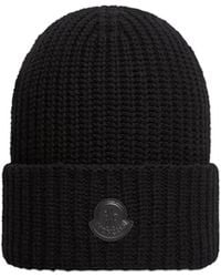 Moncler - Logo Patch Knitted Beanie - Lyst