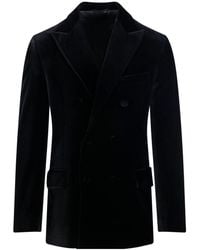 Golden Goose - Double-Breasted Velvet Blazer - Lyst