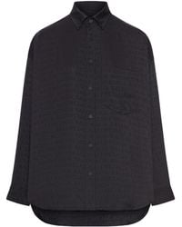 Balenciaga - Fluid Viscose Shirt With Allover Tone-On-Tone Logo - Lyst