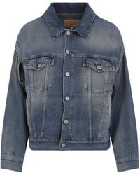 MM6 by Maison Margiela - Distressed Denim Jacket - Lyst