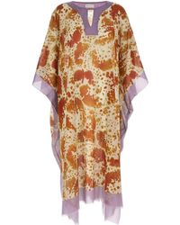 Dries Van Noten - Abstract-Print V-Neck Midi Dress - Lyst