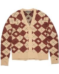 Acne Studios - Logo-Appliqué Diamond-Pattern Cardigan - Lyst