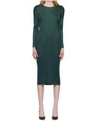 Pleats Please Issey Miyake - Pleated Knit Midi Dress - Lyst