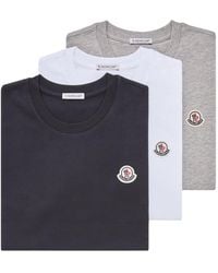 Moncler - Logo Patch Three-Pack Of T-Shirts - Lyst