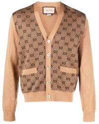 Gucci - V-Neck Allover Gg Printed Cardigan - Lyst