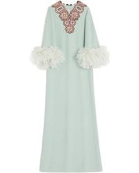 Valentino - Feather Embroidered Long Dress - Lyst