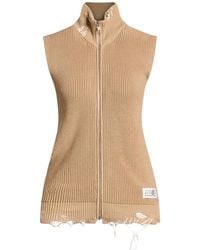 MM6 by Maison Margiela - Solid-Color Sleeveless Knit Cardigan - Lyst