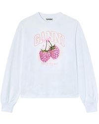 Ganni - Raspberries Long-Sleeved T-Shirt - Lyst