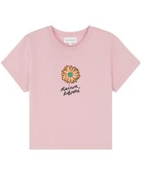 Maison Kitsuné - Maison Kitsuné Floating Flower Printed Crewneck T-Shirt - Lyst