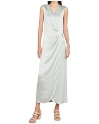 Vince - Satin-Finish Sleeveless V-Neck Wrap Dress - Lyst