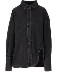 The Attico - The Logo Embroidered Buttoned Denim Shirt - Lyst