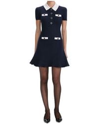 Self-Portrait - Contrast Collar Knitted Mini Dress - Lyst