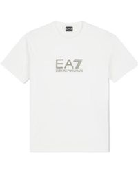 EA7 - Logo Embroidered Crewneck T-Shirt - Lyst