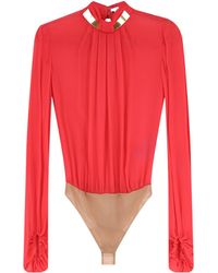 Elisabetta Franchi - Pleated High-Neck Bodysuit - Lyst