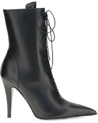 McQueen - Pointed-Toe Lace-Up Boots - Lyst