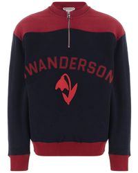 JW Anderson - Jw Anderson Logo Half-Zip Sweatshirt - Lyst