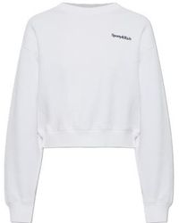 Sporty & Rich - Elza Logo-Embroidered Cropped Sweatshirt - Lyst