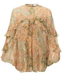 Zimmermann - Luna Flutter Ruffled Paisley Blouse - Lyst