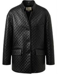 Gucci - Gg Embossed Leather Jacket - Lyst