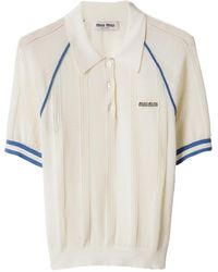 Miu Miu - Cotton Knit Polo Shirt - Lyst