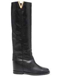 Via Roma 15 - Cut-Out Logo Plaque Boots - Lyst