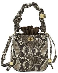 Ganni - Snake Mini Bou Bucket Bag - Lyst