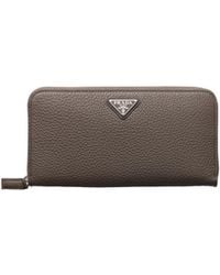 Prada - Logo Plaque Zip-Around Wallet - Lyst