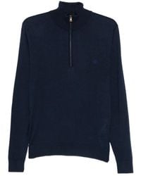 Etro - Quarter-Zip Embroidered-Logo Sweater - Lyst