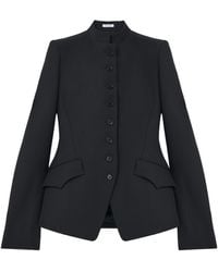 McQueen - Mandarin-Collar Button-Front Fitted Jacket - Lyst