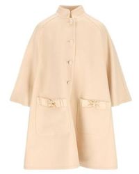 Valentino - Bow Detailed Button-Up Coat - Lyst