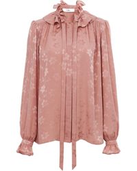 Chloé - Chloé Floral Print Tie-Neck Blouse - Lyst
